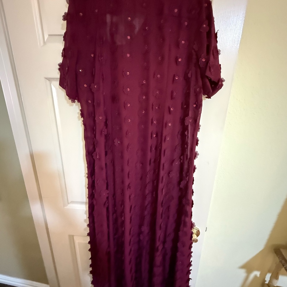 Anthropologie (Porridge) Deep Red Textured Long Sleeve Dress. Only worn once. - Picture 6 of 7